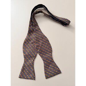Hermès Paris Brown Floral Silk Self-Tie Bow Tie Made In France